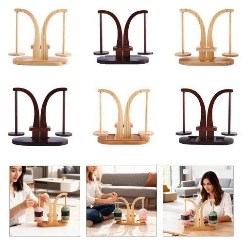 Desktop Yarn Thread Spool Stand-Wood color double pallet 2