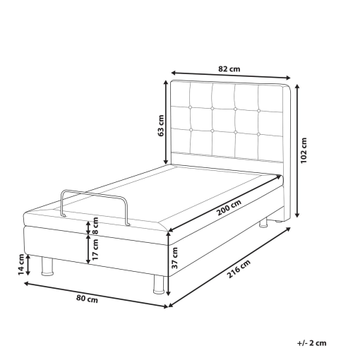 Beliani Adjustable Bed Boucle DUKE 80 x 200 cm (EU Small Single) Off-White 2