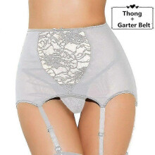 (White, XXL) Suspender belt for women with high waist and lace garter