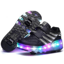(black, 29) Roller sneakers for boys and girls with flashing wheels