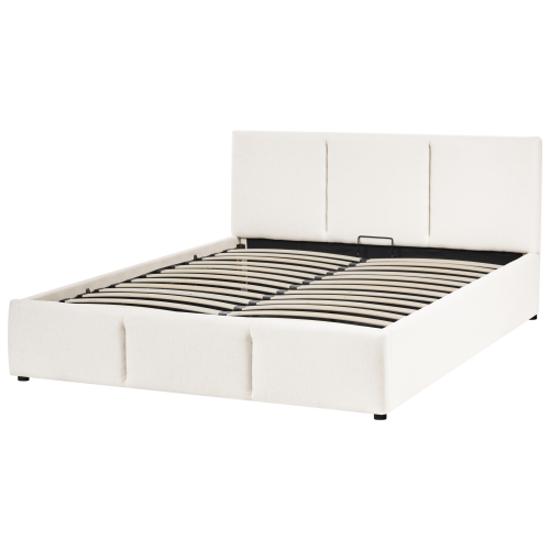 Beliani Ottoman Bed BOUSSE Fabric Off-White 140 x 200 cm (EU Double) 1