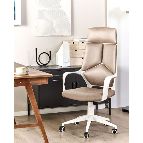 Beliani Office Chair DELIGHT Faux Suede Light Brown 1