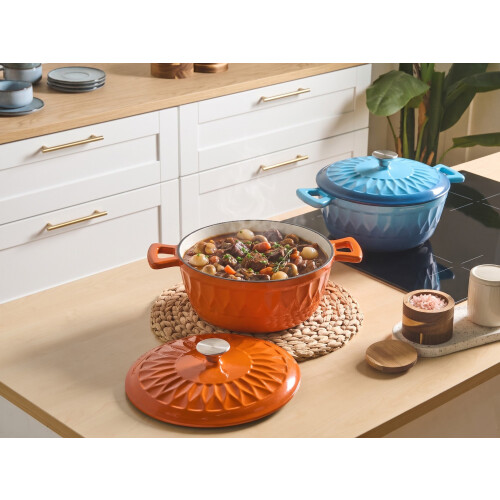 Beliani Cast Iron Pot CASTINO Orange 1