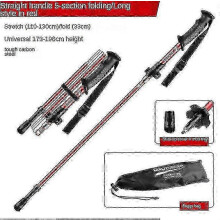 (red, Straight handle long) Senior trekking poles with quick lock system and collapsible design