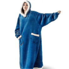 (blue, 150cm) Warm hoodie blanket for winter - unisex oversized lounge wear
