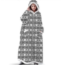 (Christmas black, 150cm) Warm hoodie blanket for winter - unisex oversized lounge wear