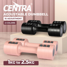 (Black) Centra Pair Adjustable Dumbbells 1-2.5kg Metal