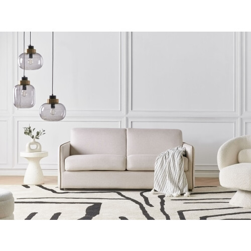 Beliani Sofa Bed 2 Seater ISHOJ Fabric Light Beige 1