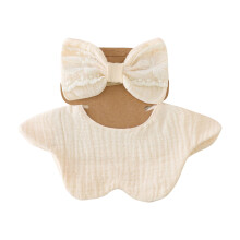 Infant Bib and Matching Lace Bowknot Headband Set for Baby-J