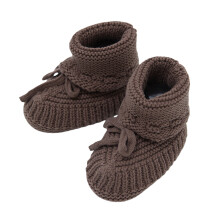 Handicraft Knitted Thermal Baby Shoes Soft First-dark brown