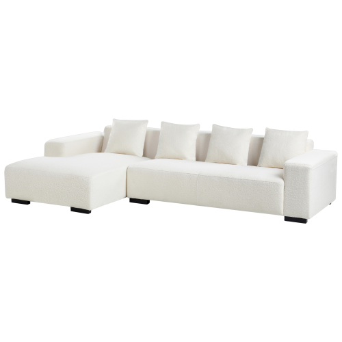 Beliani Corner Sofa 4 Seater LUNGO Boucle White Right Hand 1