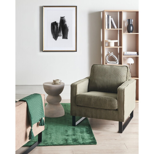 Beliani Armchair VIND Corduroy Green 1