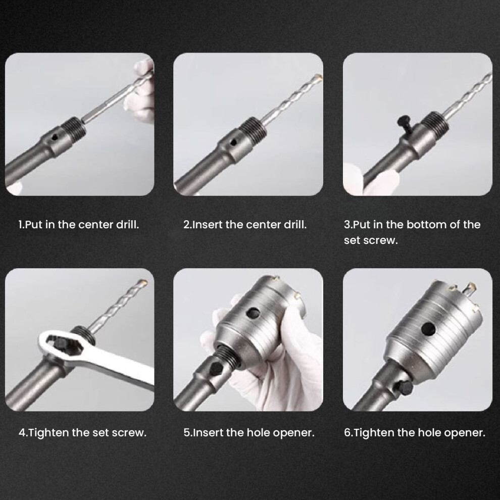 6Pcs Carbide Hole Saw Bit Kit Concrete