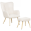 Beliani Wingback Chair VEJLE with Footstool Boucle Off-White 4