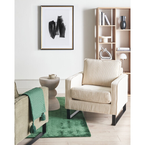 Beliani Armchair VIND Corduroy Light Beige 2