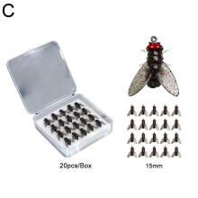 (black/15mm) 20X Fly Fishing Fish Lure with Hook Fishing Lure Bionic For Salmon Trout