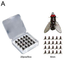 (black/8mm) 20X Fly Fishing Fish Lure with Hook Fishing Lure Bionic For Salmon Trout