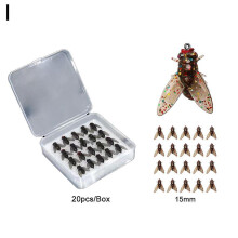 (brown/15mm) 20X Fly Fishing Fish Lure with Hook Fishing Lure Bionic For Salmon Trout