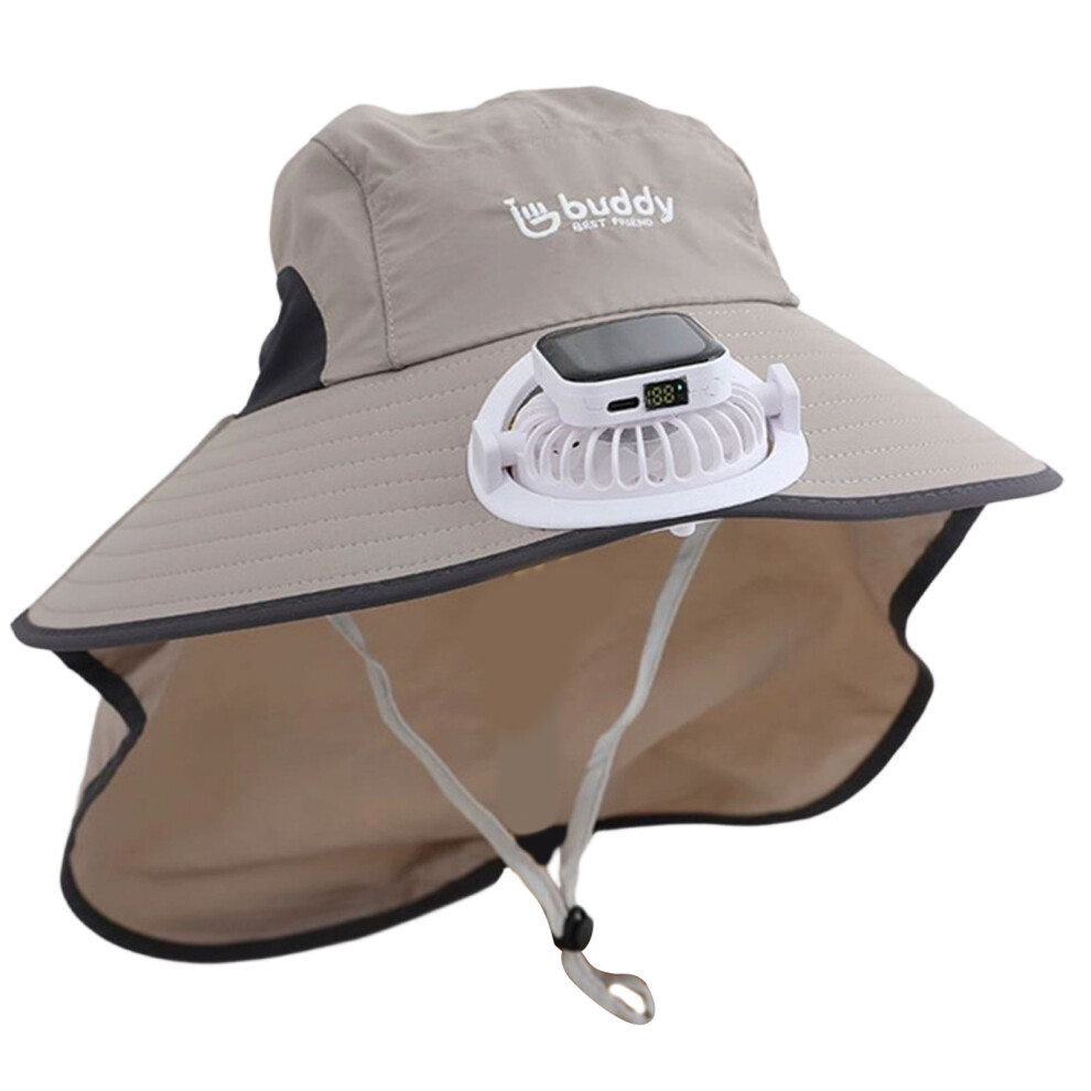 Solar Energy Charged Cooling Sun Hat Fan Breathable-Light Gray 7754002288760