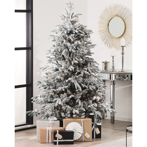 Beliani Artificial Snowy Christmas Tree BASSIE 180 cm White 1