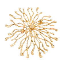 Vintage Inspired Sun Goddess Brooch Lightweight Zinc-Gold 2