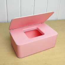 (Pink) Wet Wipes Storage Box Wipes Dispenser Holder Tissue Storage Box Case With Lid Dustproof