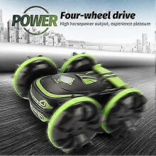 (Green) 4WD 2.4GHz Waterproof Stunt RC Vehicle Watch Remote Control Amphibious Car