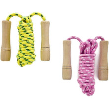 Adjustable Skipping Rope for Kids, Jumping Rope with Wooden Handle And Cotton Rope, Great for Fitness Training/game/fat Burning Exercise - 260cm (yell