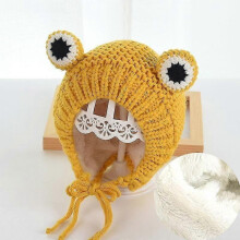 (46-51cm, Add cotton 3) Cartoon Frog Knitted, Winter Warm Hat Skullies Cap