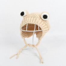 (46-51cm, Brown) Cartoon Frog Knitted, Winter Warm Hat Skullies Cap