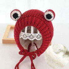 (46-51cm, Add cotton 4) Cartoon Frog Knitted, Winter Warm Hat Skullies Cap