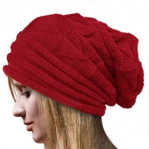 Men Ladies Knitted Slouch Beanie Hat Cap Warmer