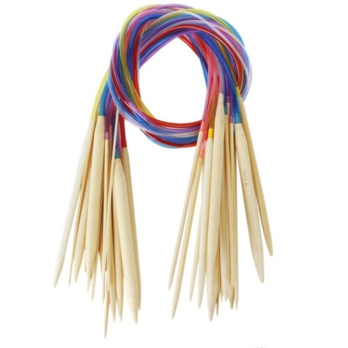 Circular Knitting Needles - 80cm - 18 Sizes - Bamboo - Colored Tubes
