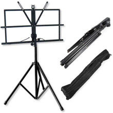 OCIODUAL Folding Metal Orchestra Music Stand for Sheet Music and Books with Carrying Bag, Adjustable Height, Black