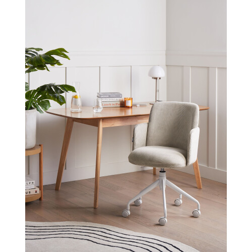 Beliani Office Chair DRYDEN Corduroy Taupe 1