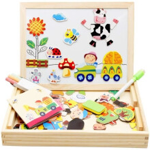White Wooden Magnetic Puzzle - Educational Animal Board - 100-200 Pieces - For Children Ages 3 and Up