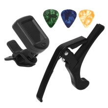 Guitar Tuner Kit, Guitar Capo Pick Tuner Set, LED Display, Clear Backlight, Playback Accessories