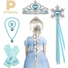 PIMPIMSKY Princess Accessories 8pcs Tiara Necklace Earrings Ring Gloves for Cosplay Carnival Party Birthday