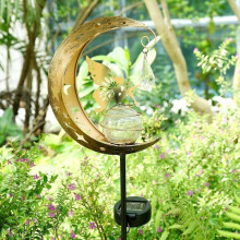 [2pcs] Solar Outdoor Garden Fairy Decoration - Waterproof Metal Decorative Floor Lamp