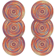 Placemats - Set of 6 - Round - Washable - Heat Resistant - Red