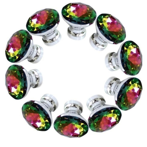 POW 10 pieces 30 mm diamond crystal handle (Colored)