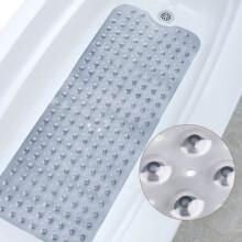 Non-slip Safety Bath Mat 100 x 40 cm - KENLUMO - Grey - Suitable for Bathtubs and Showers