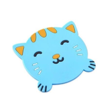 PLACEMAT SET 4--Heat-resistant cartoon-shaped silicone mat under glasses/pot holders, non-slip