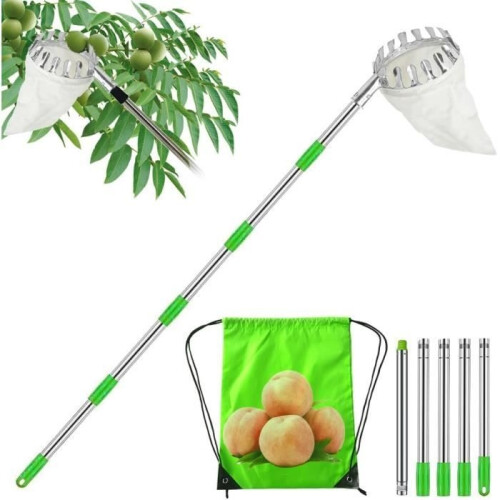 Telescopic Fruit Picker, 2M Removable Fruit Picker, Telescopic Fruit Picking Pole, Cherry Picker, Apple Picker