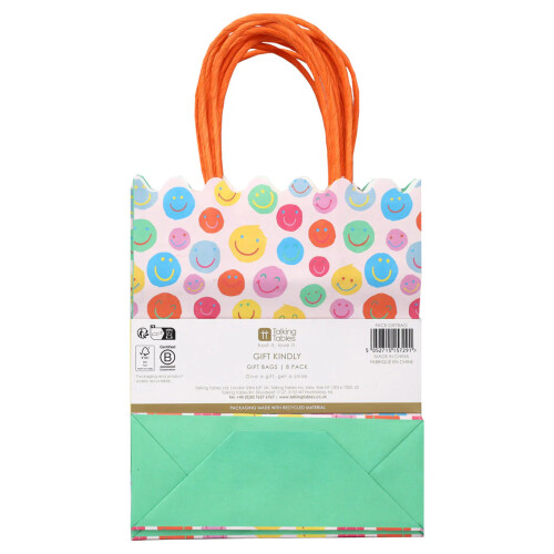 Smiley Face Paper Gift Bags - 8 Pack