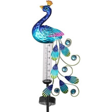 Peacock-Shaped Solar Rain Gauge, Waterproof Decorative Rain Gauge for Garden, Balcony, Terrace A306