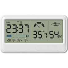 Digital Hygrometer Electronic Temperature and Humidity Gauge with LCD Time and Date Display Thermometer