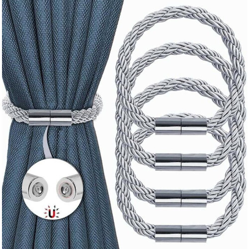 Magnetic curtain ties - Silver - 4 pieces - Creative design - Indoor use
