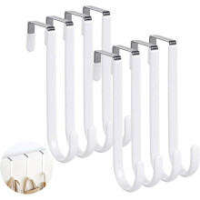 Set of 8 door hooks with felt pads to protect surfaces, stainless steel hooks for hanging