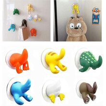 Cartoon Animal Tail Suction Cup Hook for Kids, Non-Pierced Suction Cup Hook, 6 Pieces